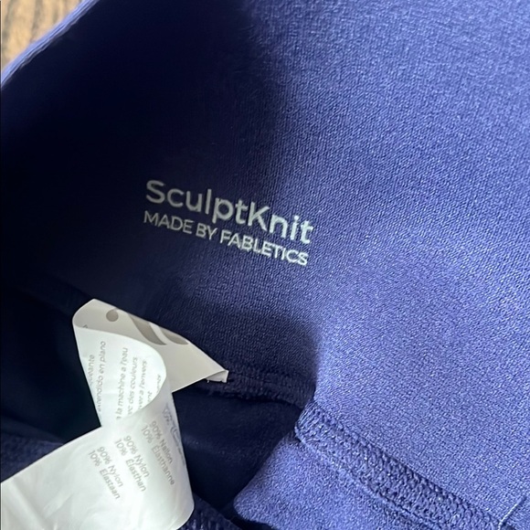 Fabletics Sculpt Knit Dynamic Blue and Orange pocket Large Active Leggings - Picture 5 of 8